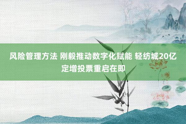 风险管理方法 刚毅推动数字化赋能 轻纺城20亿定增投票重启在即