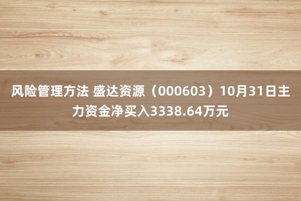 风险管理方法 盛达资源（000603）10月31日主力资金净买入3338.64万元