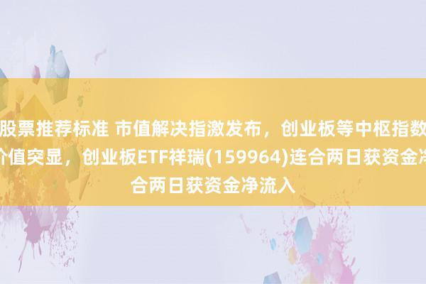 股票推荐标准 市值解决指激发布，创业板等中枢指数建树价值突显，创业板ETF祥瑞(159964)连合两日获资金净流入