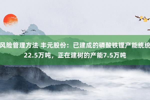 风险管理方法 丰元股份：已建成的磷酸铁锂产能统统22.5万吨，正在建树的产能7.5万吨