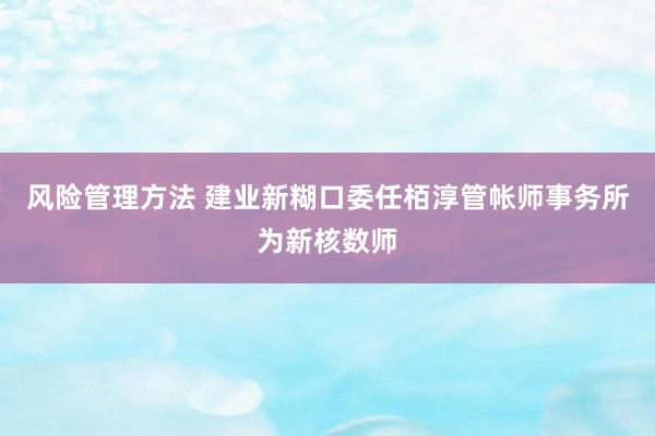 风险管理方法 建业新糊口委任栢淳管帐师事务所为新核数师