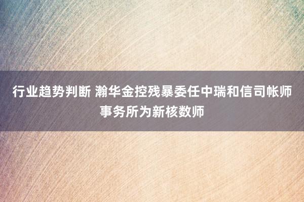 行业趋势判断 瀚华金控残暴委任中瑞和信司帐师事务所为新核数师