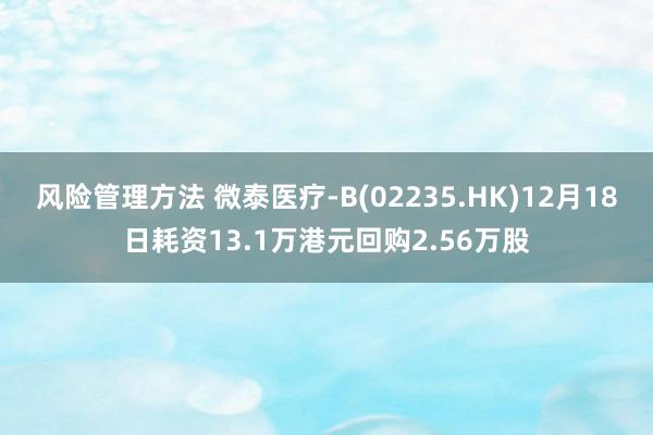 风险管理方法 微泰医疗-B(02235.HK)12月18日耗资13.1万港元回购2.56万股