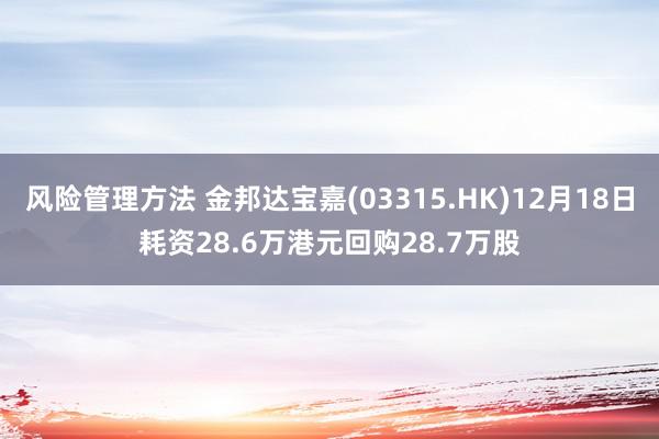 风险管理方法 金邦达宝嘉(03315.HK)12月18日耗资28.6万港元回购28.7万股