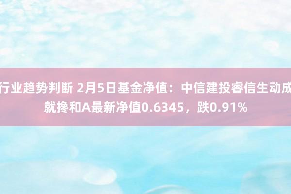 行业趋势判断 2月5日基金净值：中信建投睿信生动成就搀和A最新净值0.6345，跌0.91%